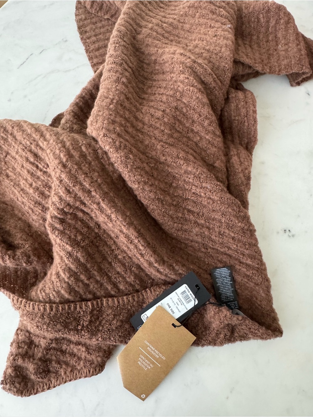 NWT Vero Moda Cinnamon Brown Textured Knit Scarf | Cozy Oversized Winter Wrap